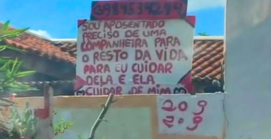 Morador de Maringá procura 'companheira para o resto da vida' com placa criativa 